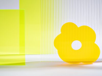 Kunst-Fotografie mit Acrylglas, fluoreszierendes Plexiglas, Stegplatte und gelaserte Form